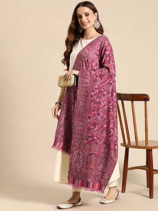 Women Ethnic Motifs Wool Blend Shawl