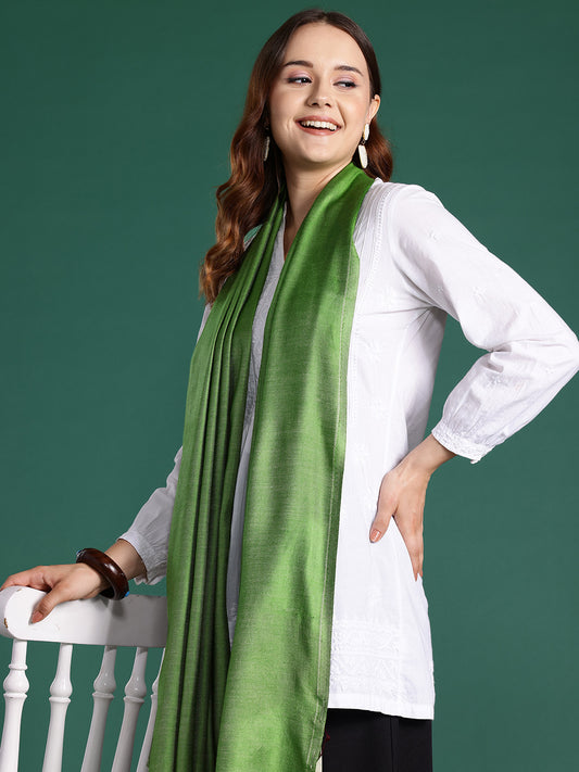 Women Green Solid Reversible Stole