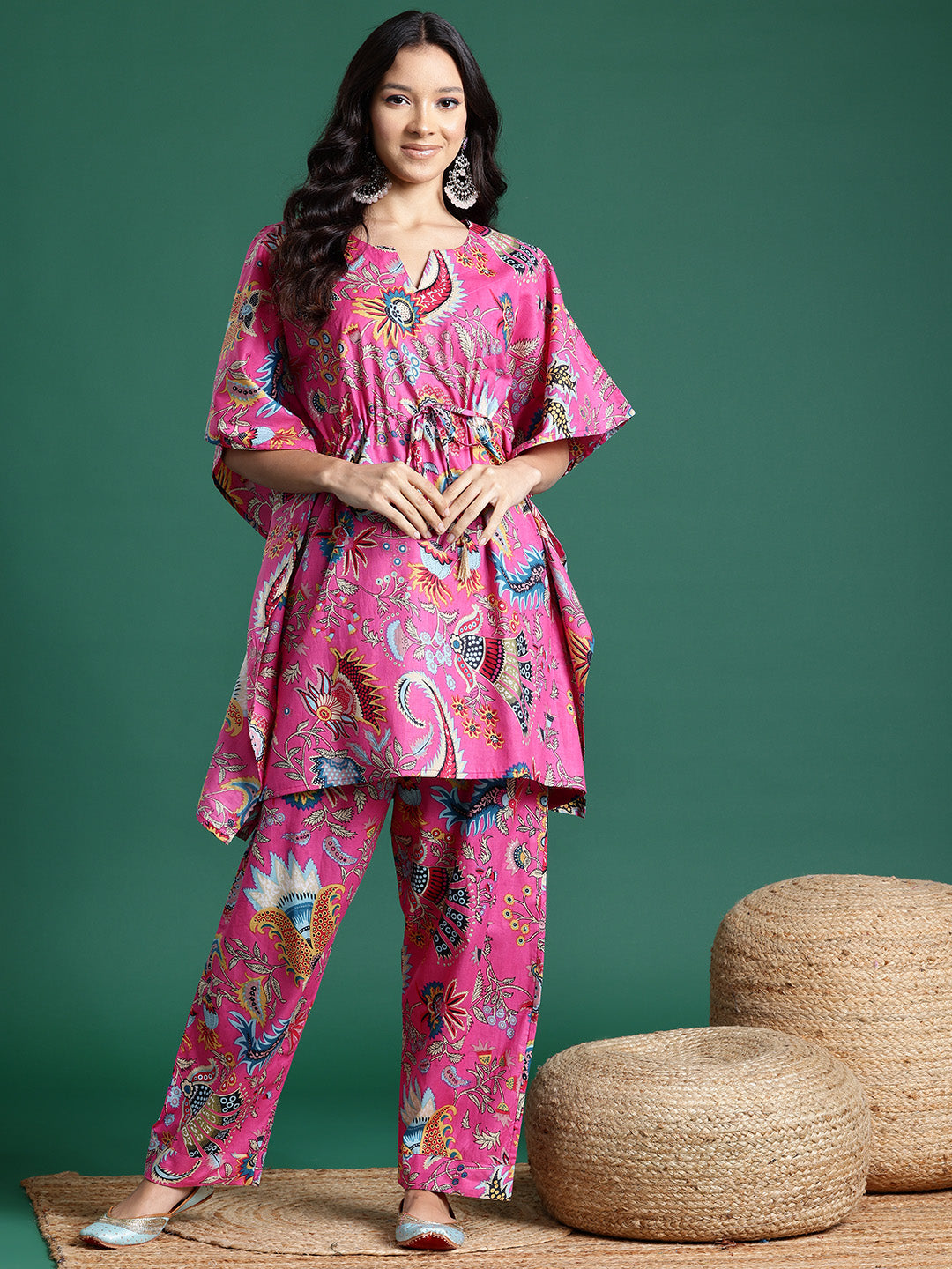 Women Ethnic Motifs Printed Regular Pure Cotton Kurti with Palazzos