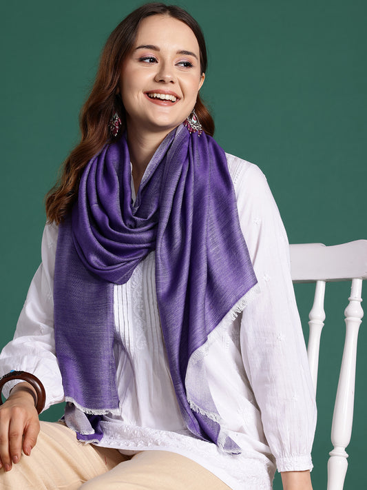 Women Purple and White Reversible Solid Stole