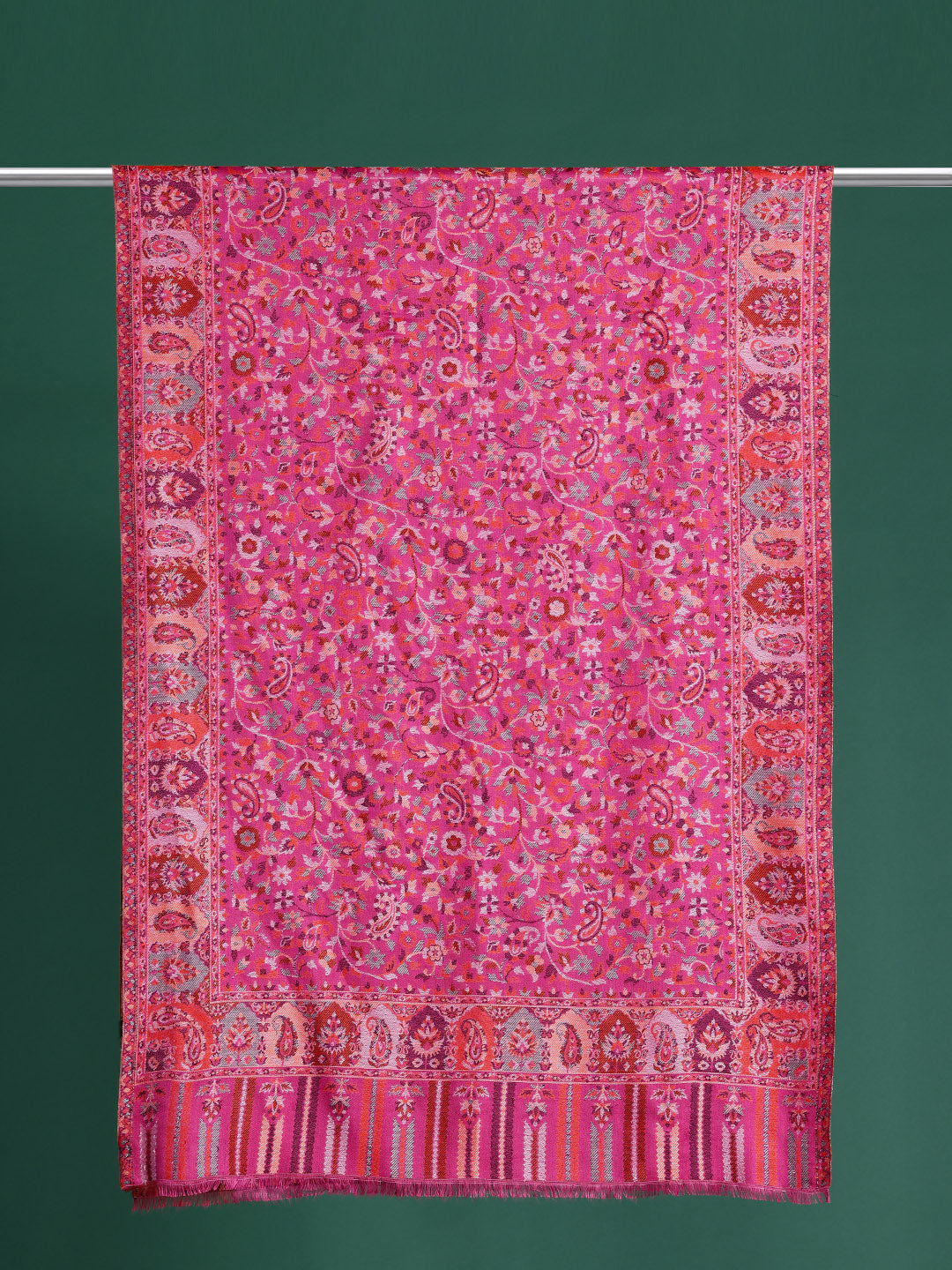 Women Pink Paisley Woven Design Modal Stole