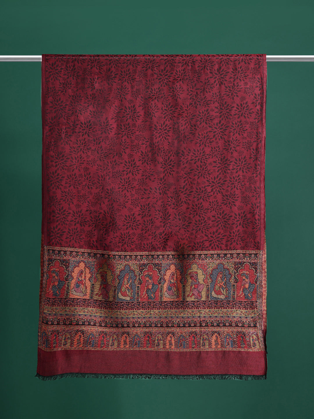 Women Maroon Woven Design Modal Stole