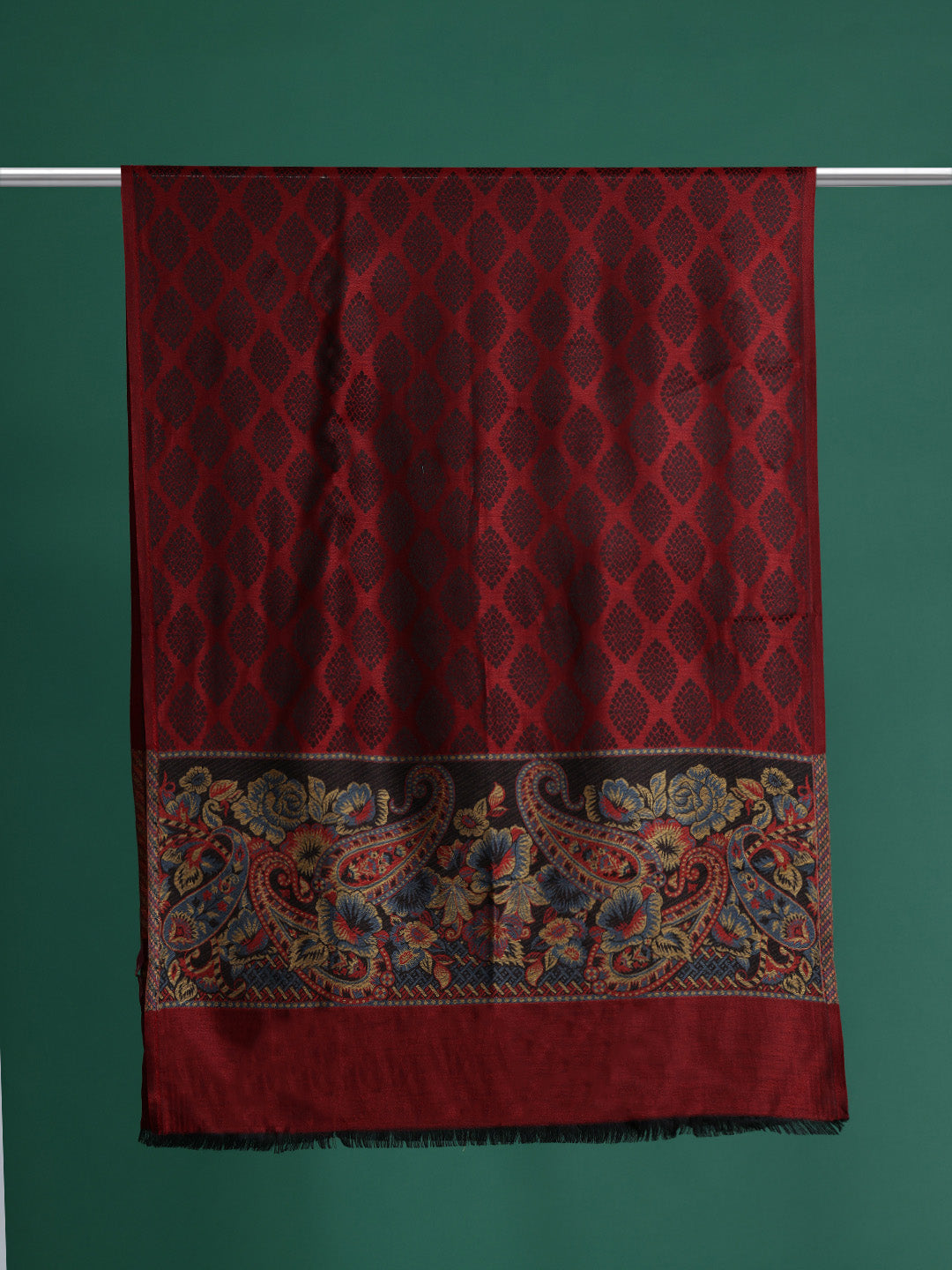 Women Maroon Woven Design Modal Stole