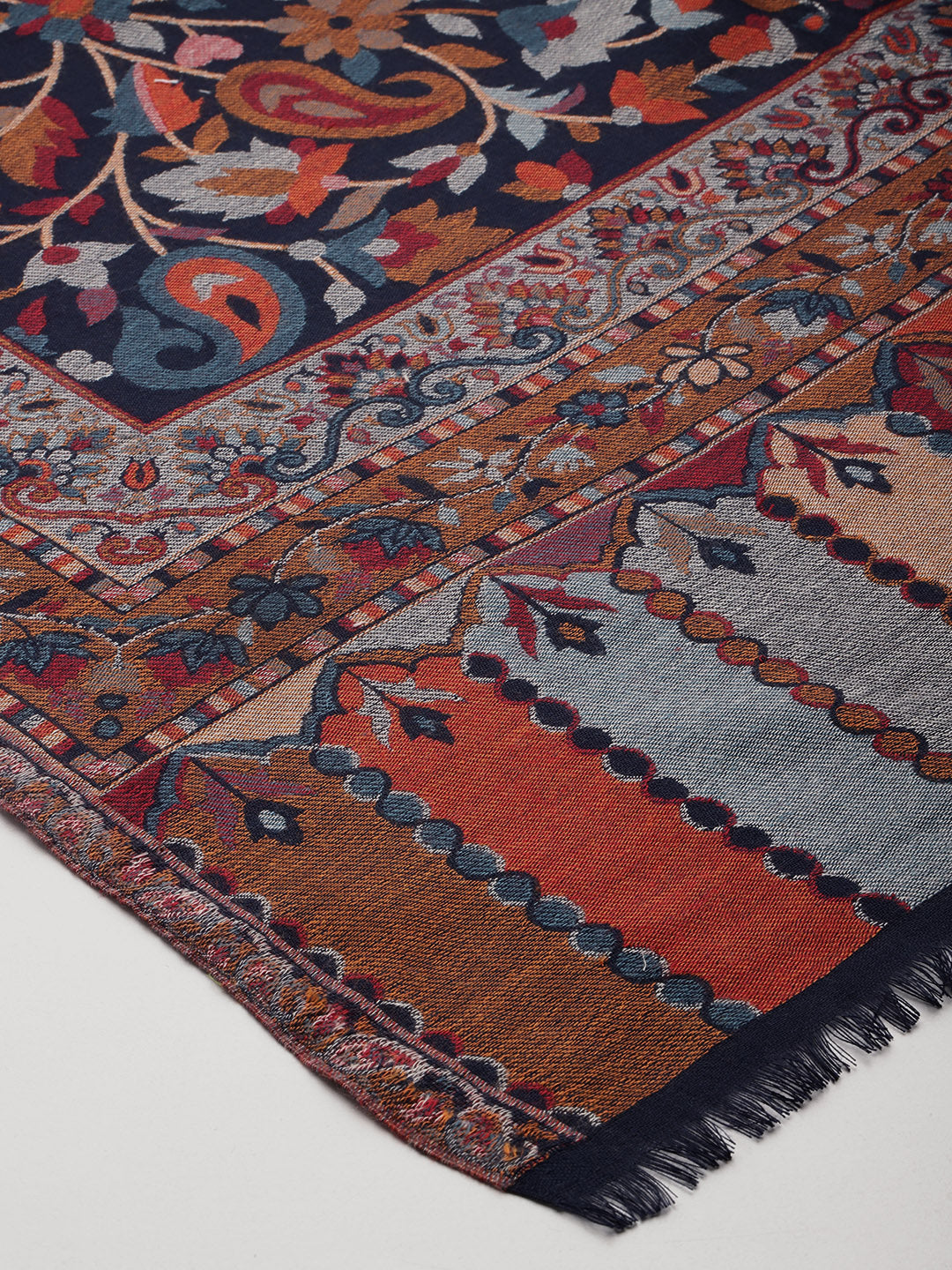 Men Floral Woven Design Kashmiri Kaani Wollen Shawl