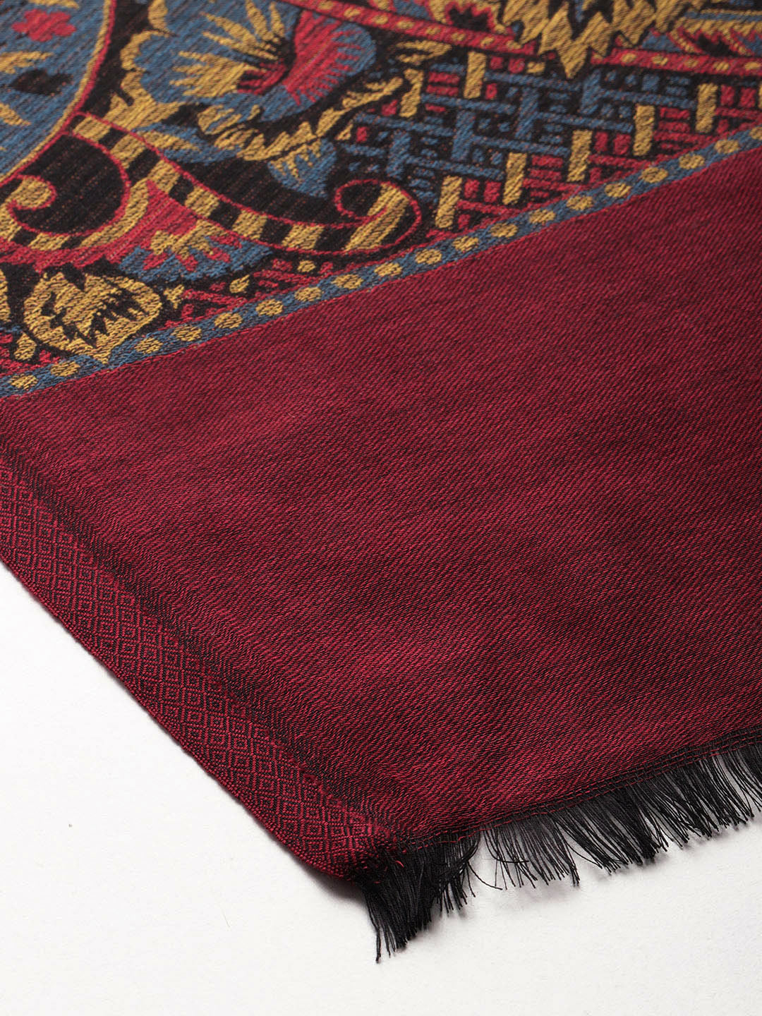 Women Maroon Woven Design Modal Stole