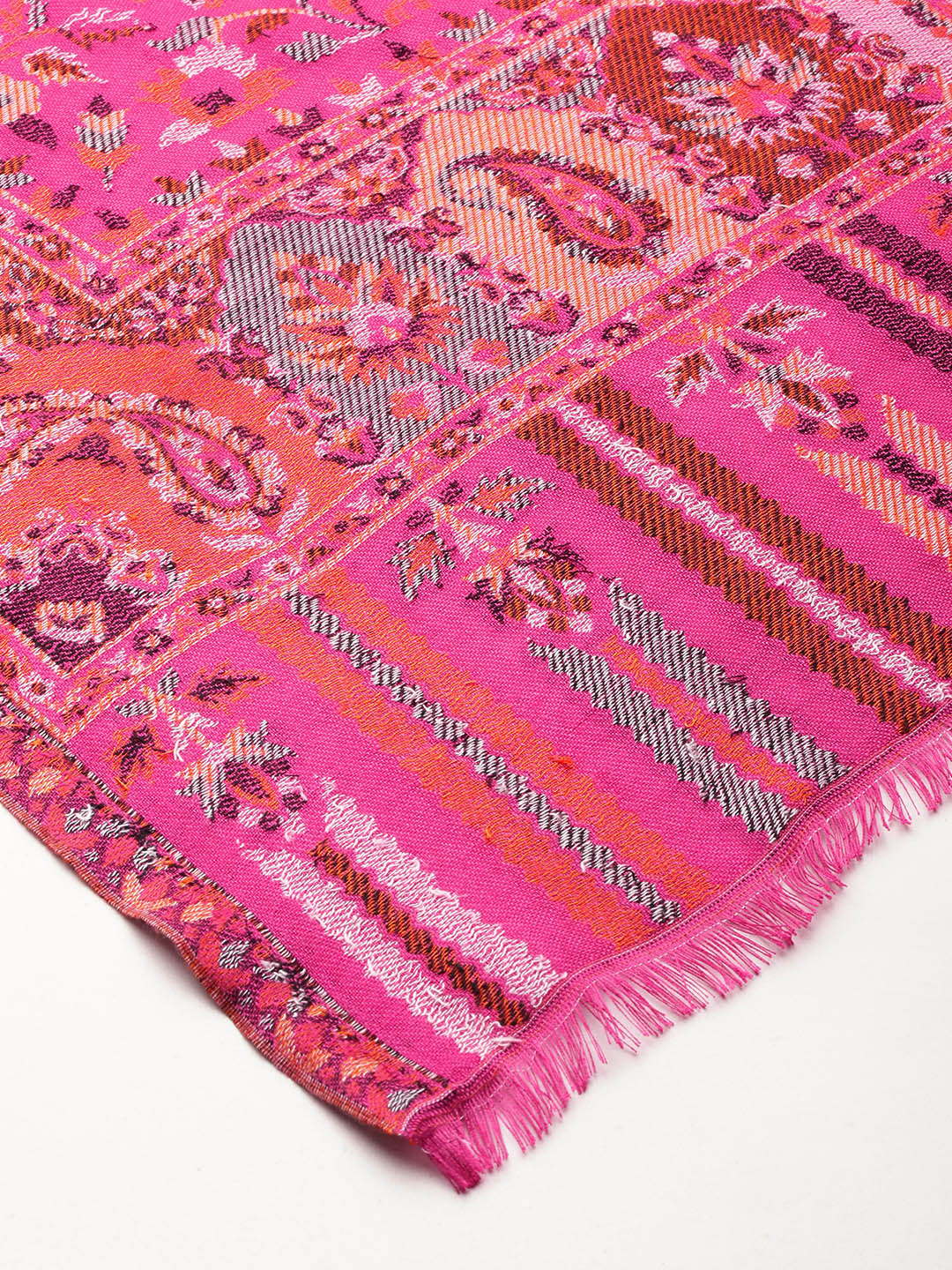 Women Pink Paisley Woven Design Modal Stole