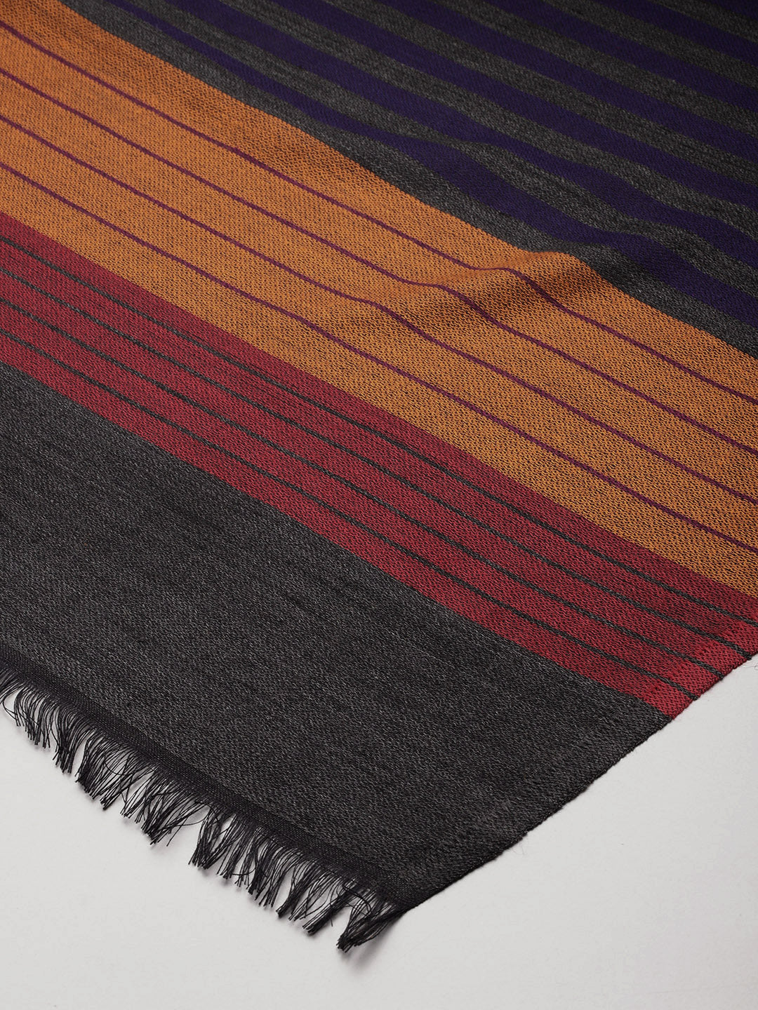 Men Striped Woven Design Acrylic Jamawar Shawl