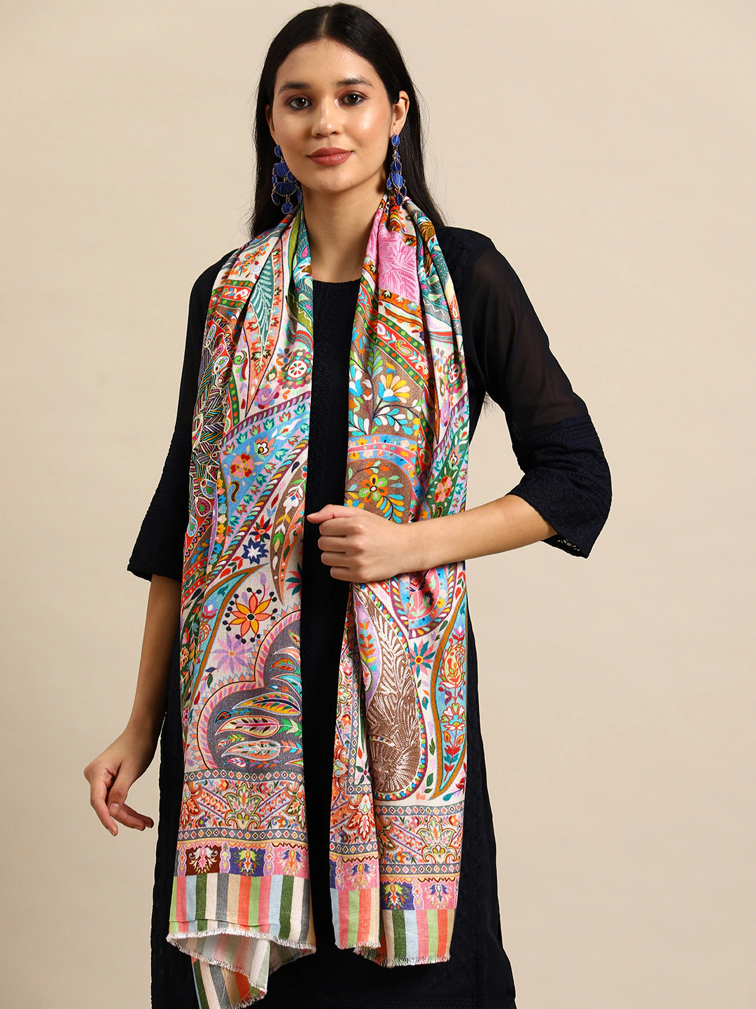 Women Ethnic Motifs Printed Kalamkari Stole