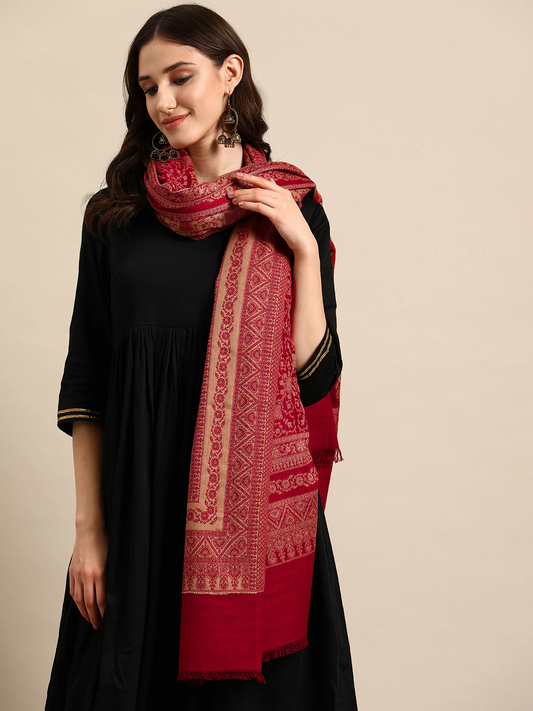 Women Ethnic Motifs Woven Design Shawl