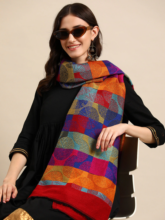 Women Geometric Woven Design Acrylic Stole