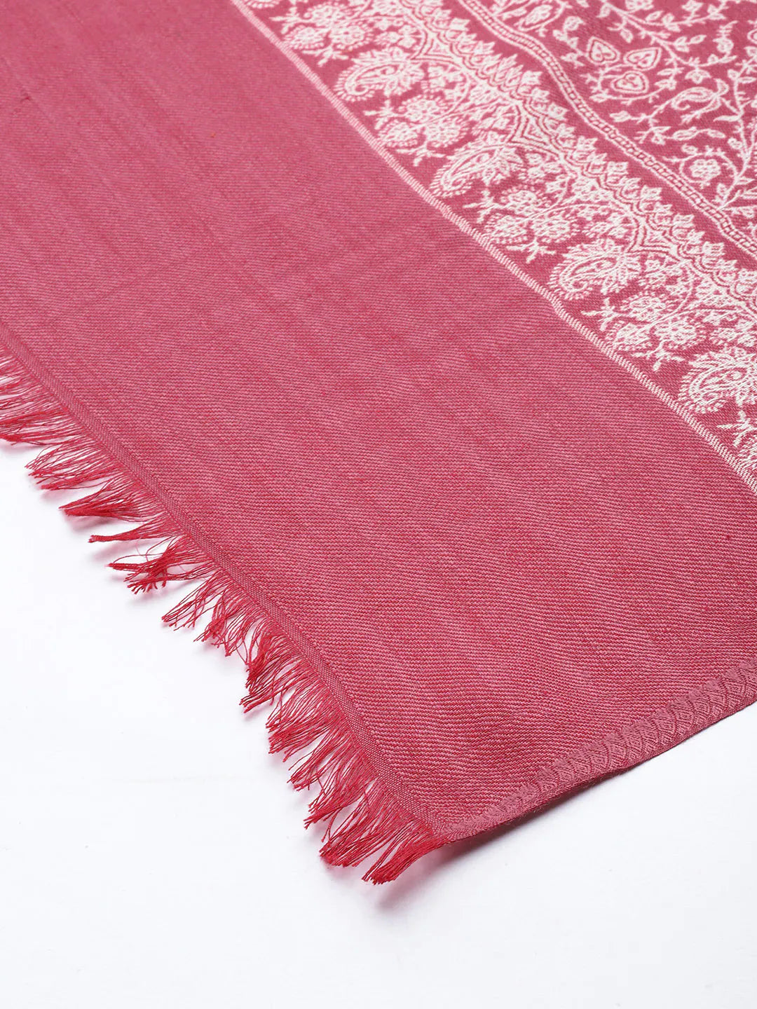 Women Pink Kashmiri Woven Embroidery Design Shawl