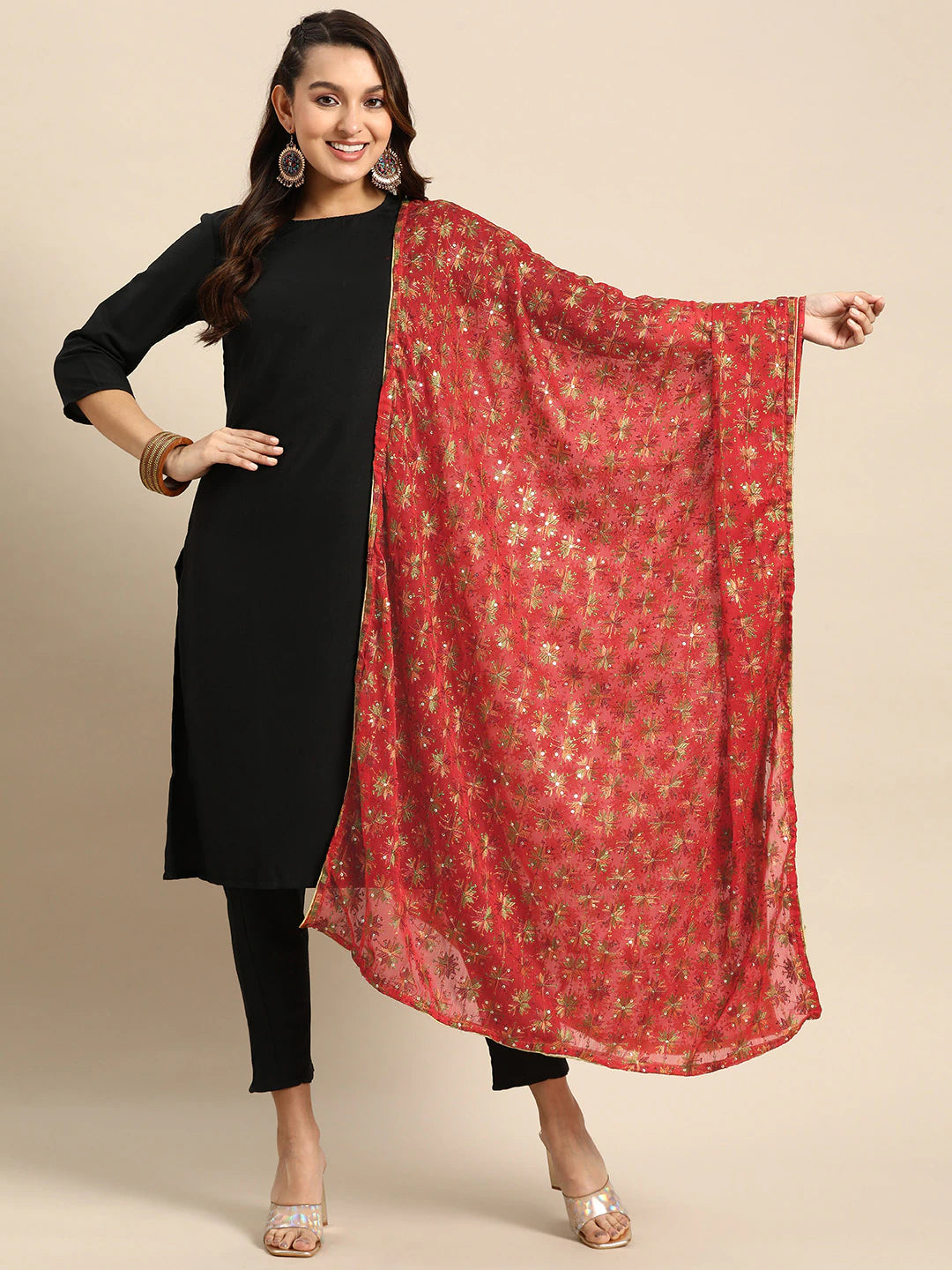 Embroidered Dupatta with Sequinned Detail