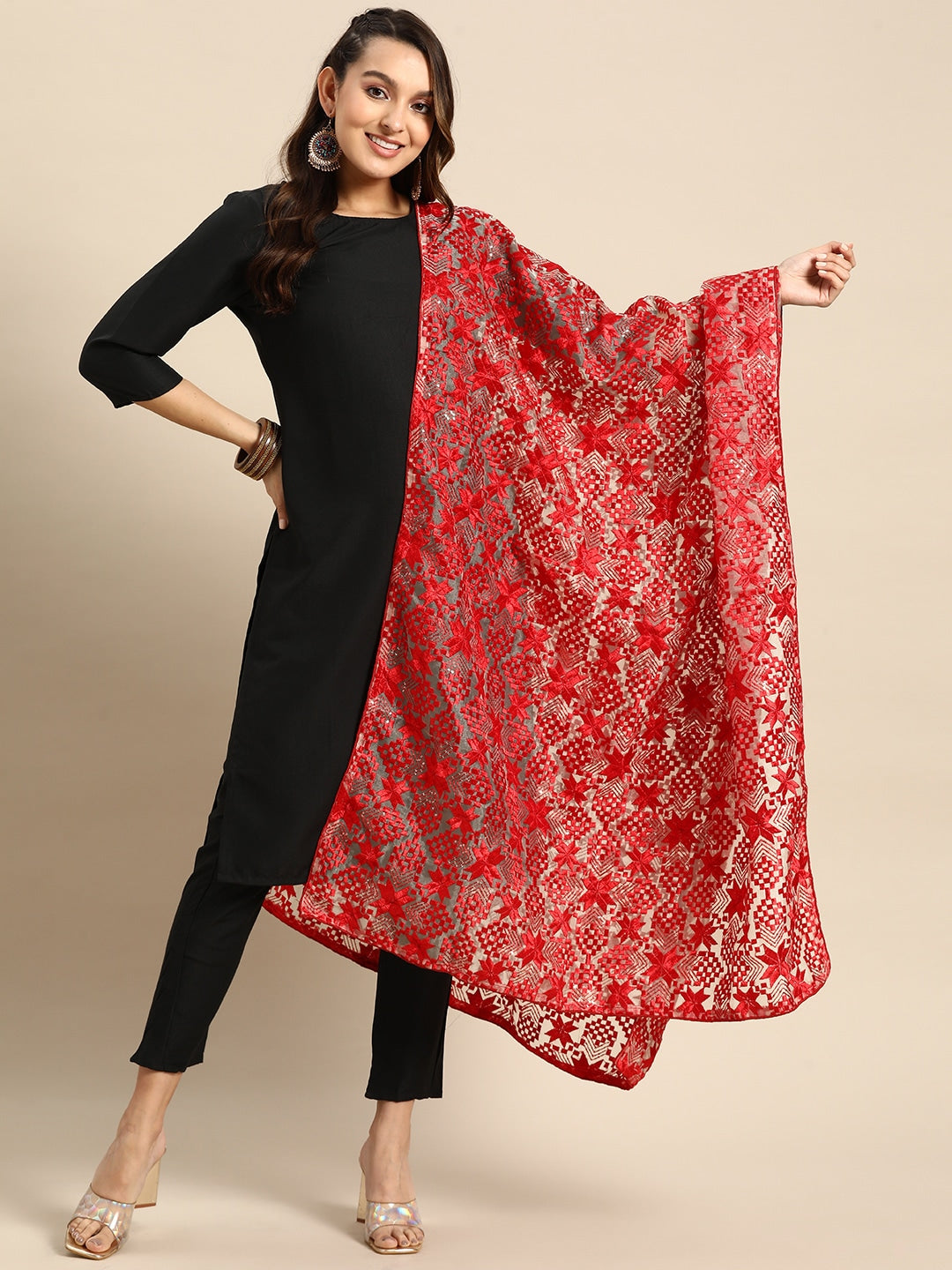 Embroidered Dupatta with Sequinned Details