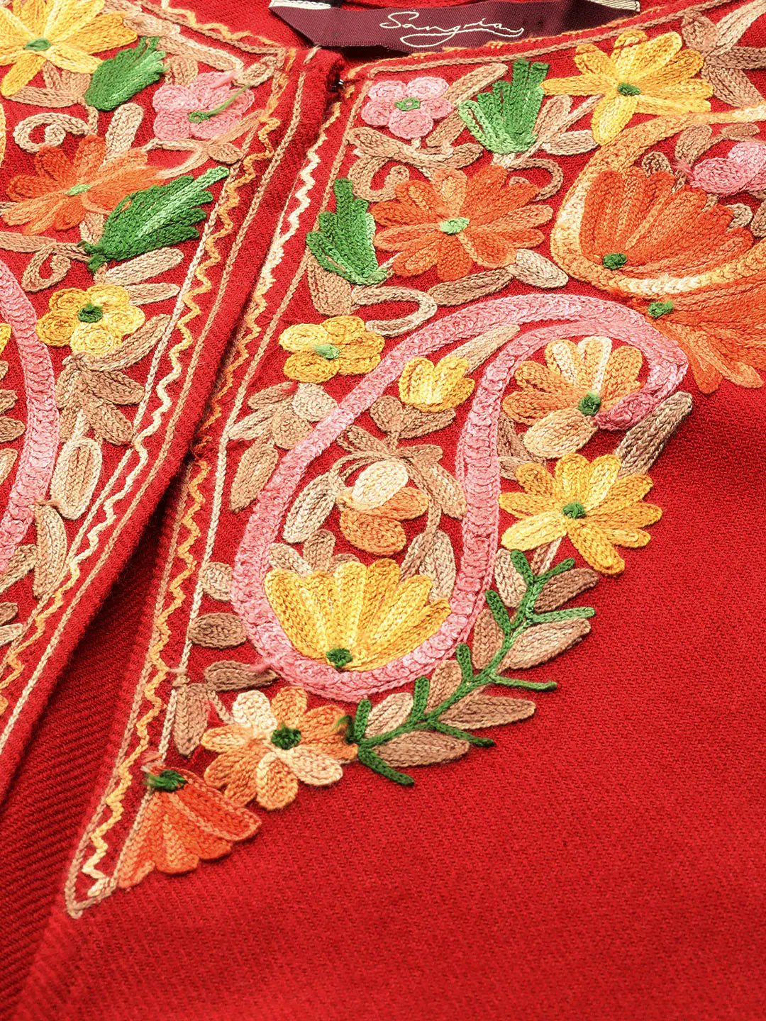 Women Red & Yellow Floral Kaftan Kurta - Signet Scarves